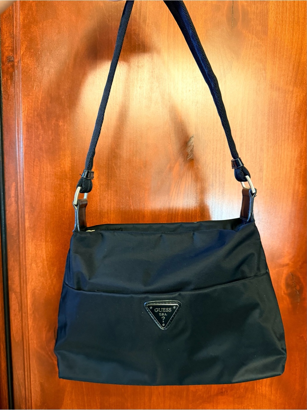 Guess Black Shoulder Bag with Logo Triangle